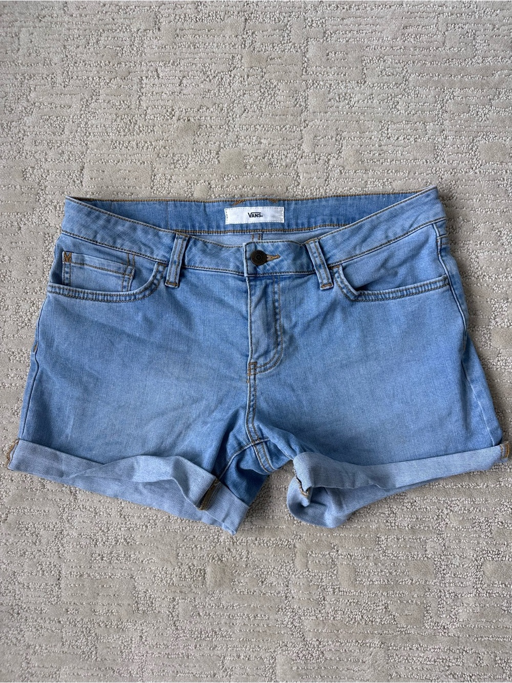 Vans Women's Light Blue Denim Roll-Cuff Shorts